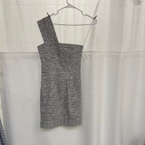 BCBGMaxAzria Black and White One-Shoulder Dress